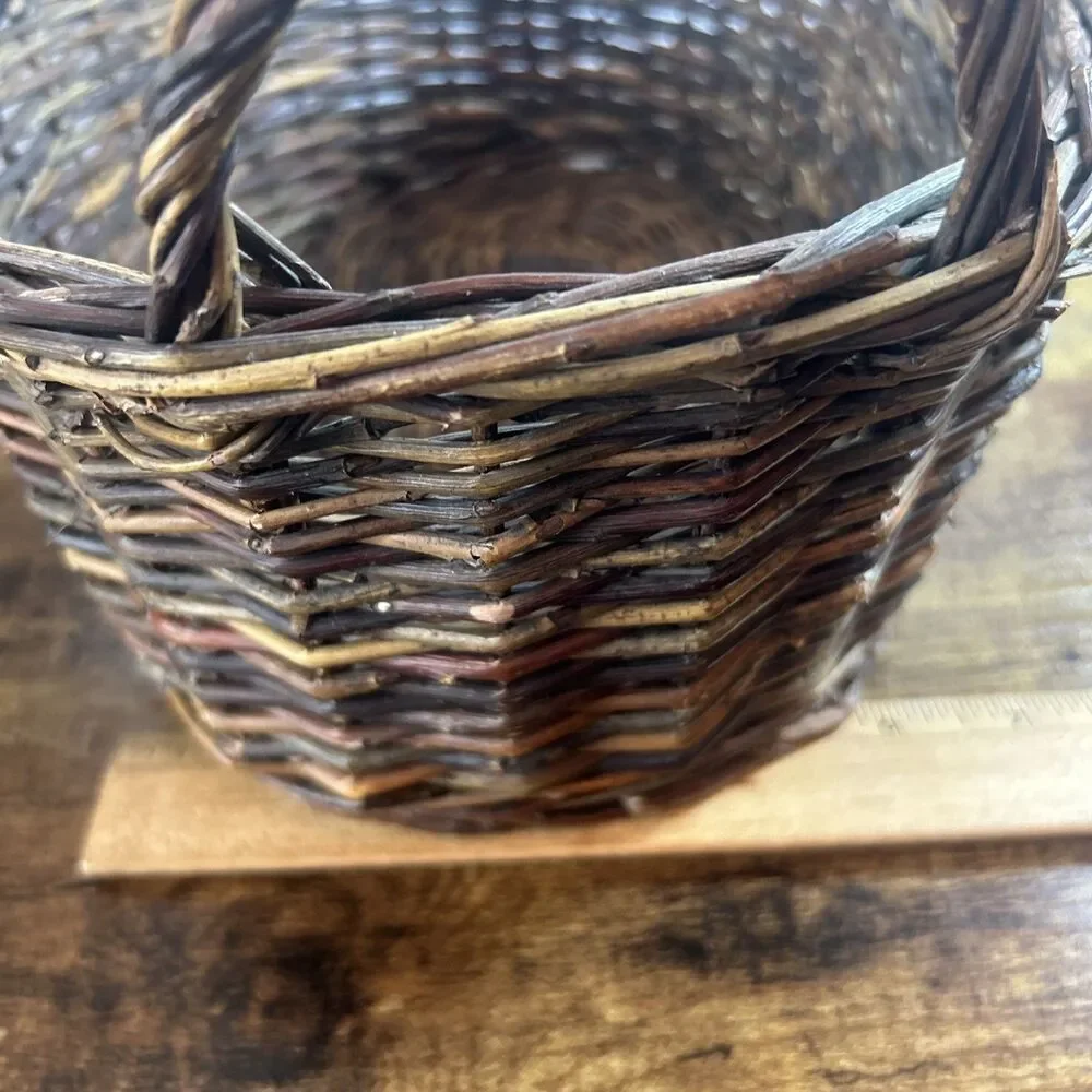 Rustic Woven Basket With Handles Farmhouse Rustic Storage Decor 10x7x4.75in Bin